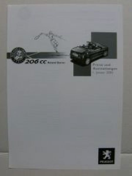 Peugeot 206 CC Roland Garros Preisliste&Ausstattungen 1.1.2003
