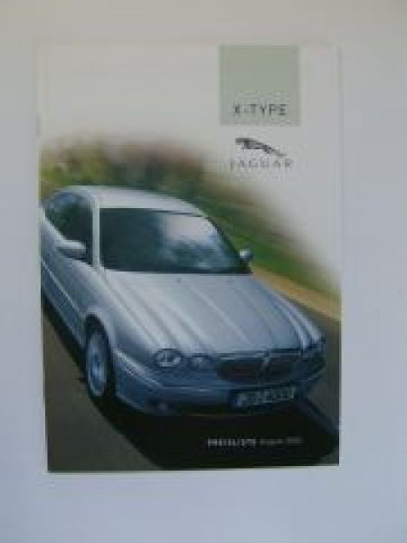 Jaguar X-Type Prospekt August 2003+Preisliste