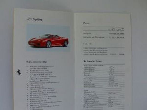 Ferrari Preisliste 28.6.2000 360, Modena, Spider, 550M, 456M GTA