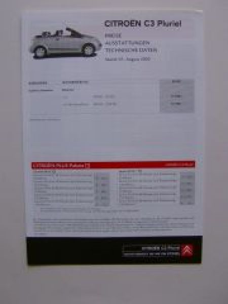 Citroen C3 Pluriel Prospekt 5/2002 +Tests +Preise 2003 NEU
