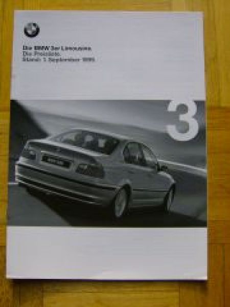 BMW Preisliste 3er Limousine E46 1999 316i-328i+320d+330d