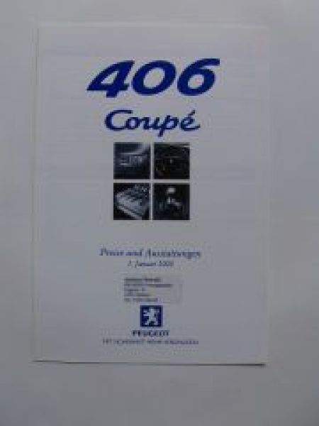 Peugeot 406 Coupe Preisliste 1.1.2000 NEU