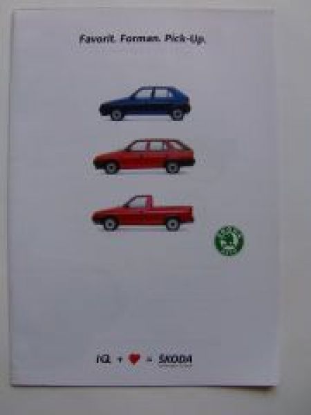 Skoda Favorit.Forman.Pick-Up Prospekt +Preisliste NEU