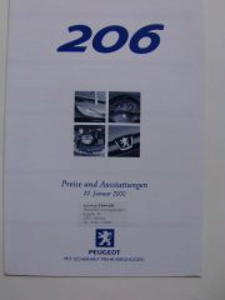 Peugeot 206 1/2000 Preisliste
