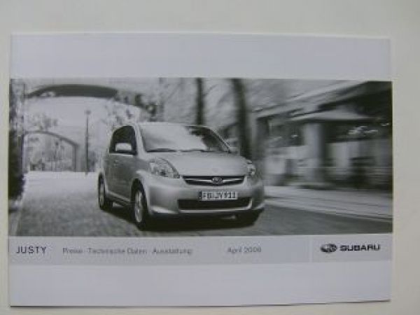 Subaru Justy Preisliste April 2009 NEU