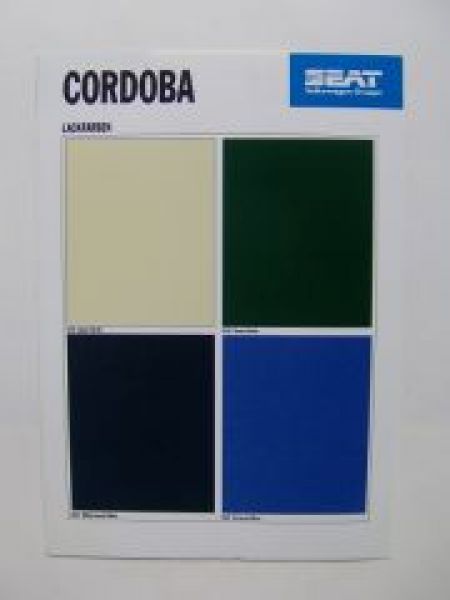 Seat Cordoba Farbliste 3/1996 NEU