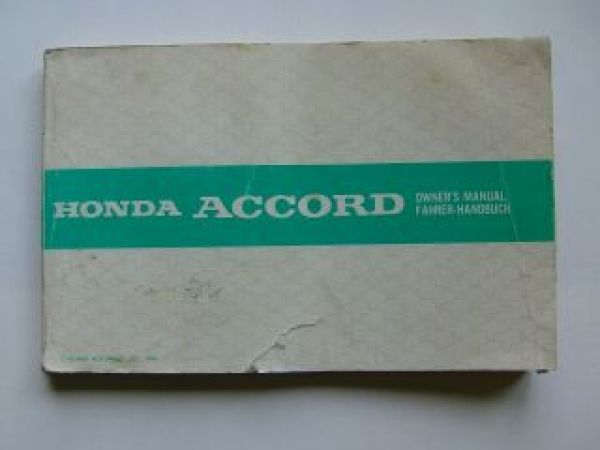 Honda Accord Fahrerhandbuch Owners Manual 1986