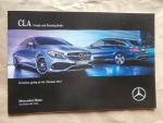 Mercedes Benz CLA Coupé & Shooting Brake Preisliste 06.Oktober 2017 180d 200d +4Matic 220d 180 +BE Edition 200 220 250 +Sport,AMG CLA45