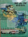 M A N Diesel Sonderausgabe 50 Jahre LKW +Zeittafel +Reise Omnibus Typ535 HO-R 10 +Fahrzeugbau +Prospekt 1965