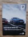 BMW M5 F90 Preisliste September 2017