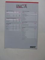 Seat Inca Kombi Preisliste 8/1997 NEU