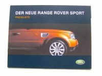 Land Rover Range Rover Sport Preisliste 5/2005 NEU