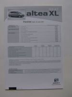 Seat Altea XL Preisliste 11/2006 NEU