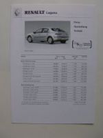 Renault Laguna Preisliste 15.Juli 2001