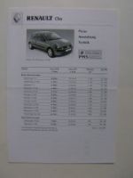 Renault Clio Preisliste 1.Juni 2001