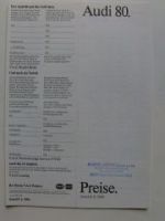 Audi Preisliste 80 8.Juni 1984