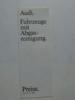 Audi Preisliste Fahrzeuge mit Abgasreinigung 29.04.1985