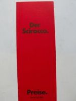 VW Preisliste Scirocco 2.August 1982 Typ53B