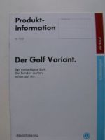 VW Produktinformation Golf3 Variant 1H5 intern Verkauf