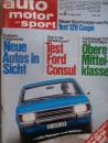 auto motor und sport 8/1972 Ford Consul 2300GT,Dauertest Autobianchi A 112,Fiat 128 coupé 1300SL,