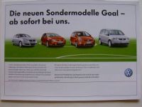 VW Goal Sondermodelle Prospekt Polo Golf Golf Plus Touran