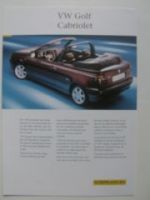VW Golf3 Cabriolet 1E7 Karmann Prospektblatt NEU