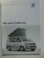 VW Preisliste T5 Calfornia Oktober 2003 NEU