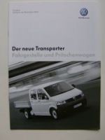 VW Preisliste T5 Transporter Fahrgestelle Pritsche Oktober 2003