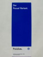 VW Preisliste Passat Variant Juni 1999 3B5