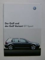 VW Golf4 & Variant GT Sport Mai 2003 Prospekt 1J1 1J5