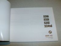 Owner"s Handbook 520i 525i 535i 524t UK Limousine 1990