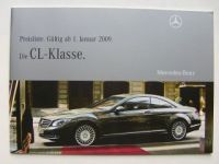 Mercedes Benz Preisliste CL-Klasse Januar 2009 BR216