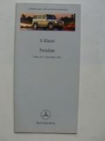 Mercedes Benz Preisliste G-Klasse BR463 September 2001