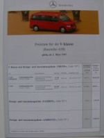 Mercedes Benz Preisliste V-Klasse BR638 März 1997