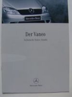 Mercedes Benz Vaneo Technische Daten:Kombi 21.8.2001