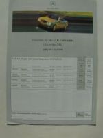 Mercedes Benz Preisliste CLK-Cabriolets W208 Juni 1999