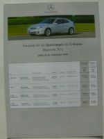 Mercedes Benz Preisliste C-Klasse Sportcoupes BR203 September 20