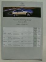Mercedes Benz Preisliste C-Klasse Sportcoupè W203 Januar 2001