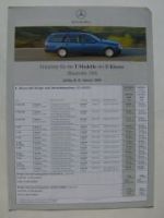 Mercedes Benz Preisliste E-Klasse T-Modelle W210 Januar 2000
