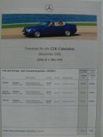 Mercedes Benz Preisliste CLK-Cabriolets BR208 März 1998