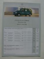 Mercedes Benz Preisliste V-Klasse BR638 Januar 2000