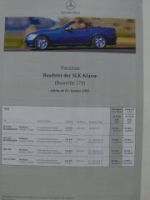 Mercedes Benz Preisliste SLK-Klasse BR170 Januar 2001