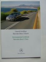 Mercedes Benz C-Klasse BR204 Umwelt-Zertifikat Heft