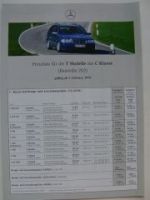 Mercedes Benz Preisliste C-Klasse W202 T-Modelle Februar 1999