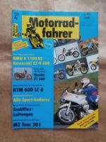 Motorradfahrer 6/1993 BMW R 1100RS vs. Kawasaki ZZ-R 600, Honda FT 500, KTM 600 LC4,MZ Tour 301