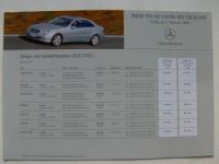 Mercedes Benz Preisliste CLK-Klasse Coupés BR209 Februar 2004