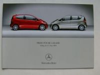 Mercedes Benz Preisliste A-Klasse BR169 Juni 2004
