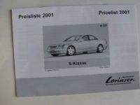 Lorinser Mercedes Benz Preisliste S-Klasse W220 September 2001