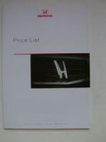 Honda Price List September 1999 UK Englisch NEU