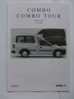 Opel Preisliste Combo +Tour Juli 1999